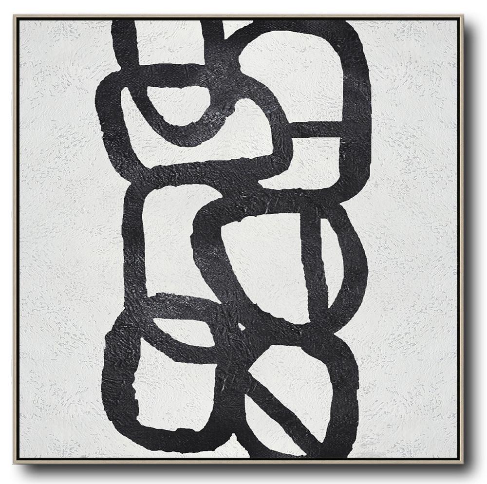 Minimal Black and White Painting #MN86A - Click Image to Close